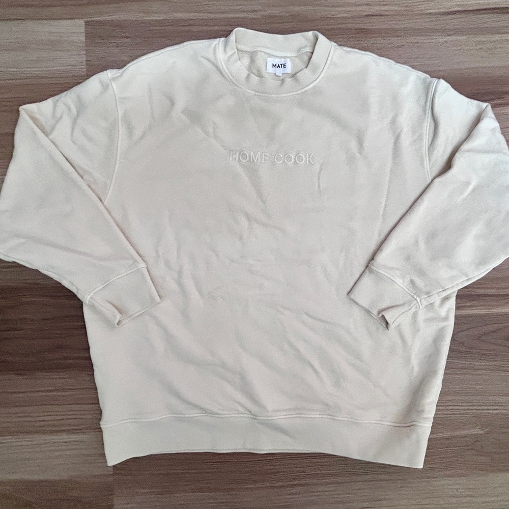 Mate the Label Womens Caraway Home Cook Sweatshirt Sz M/L Cream Organic Cotton